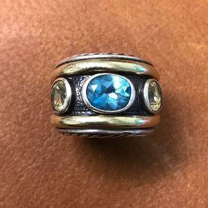 David Yurman Renaissance Ring Blue Topaz Citrine
